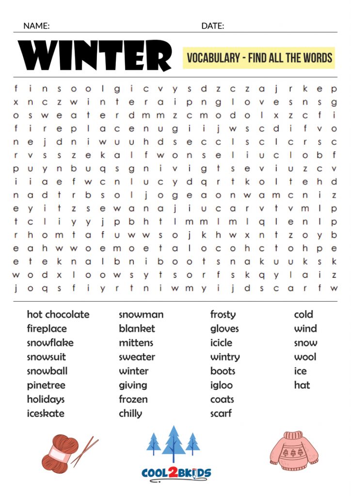 Winter Word Search | Cool2bKids