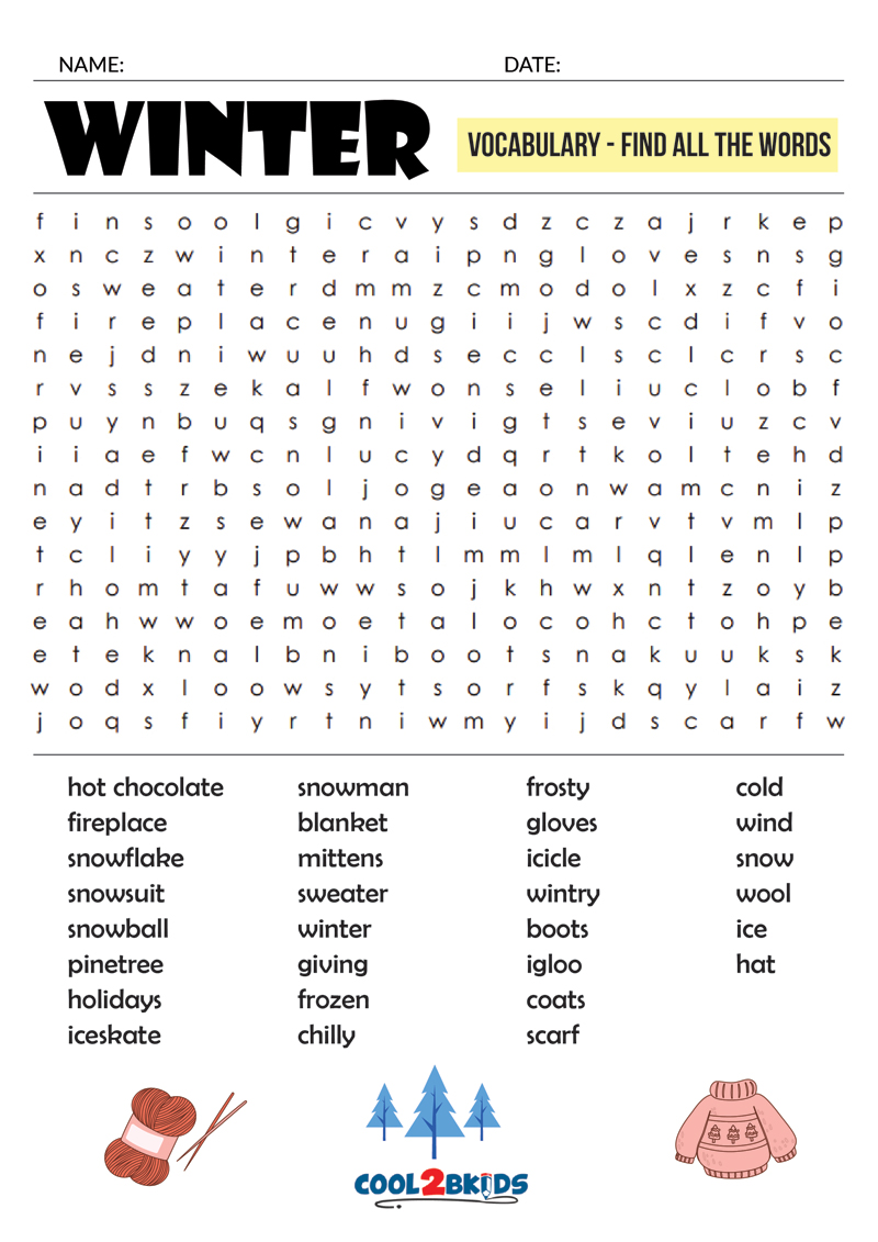 Printable Winter Word Search Cool2bKids