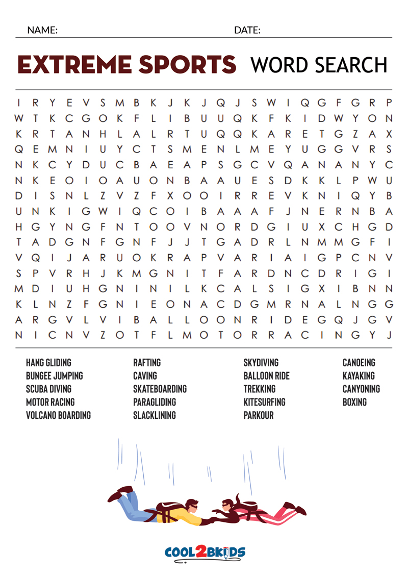 Printable Sports Word Search | Cool2bKids