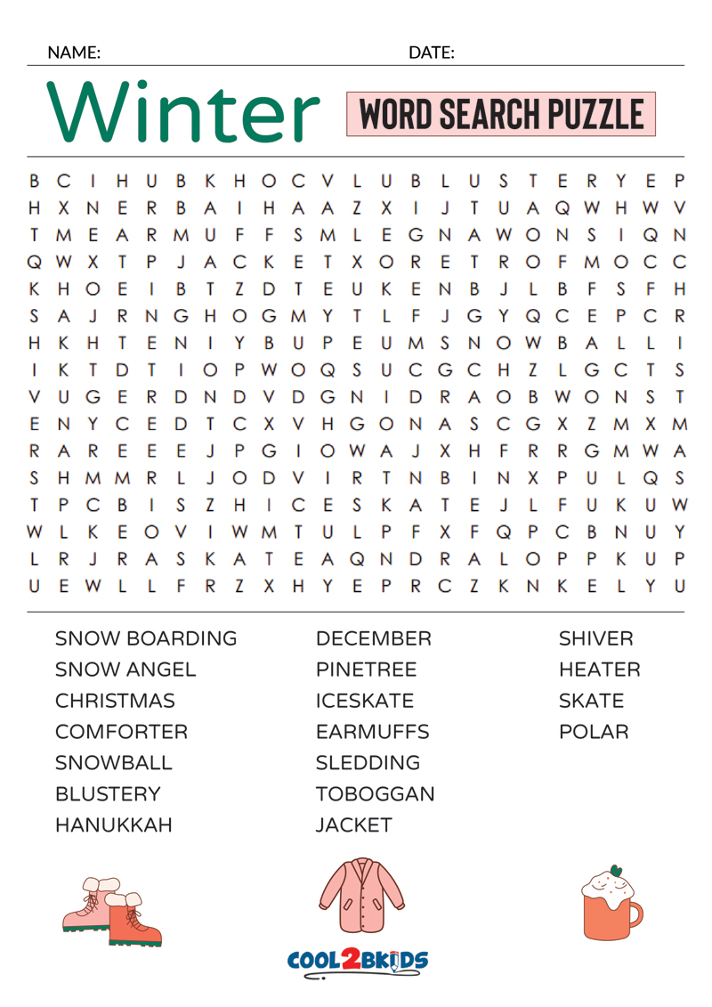 Printable Winter Word Search Cool2bKids