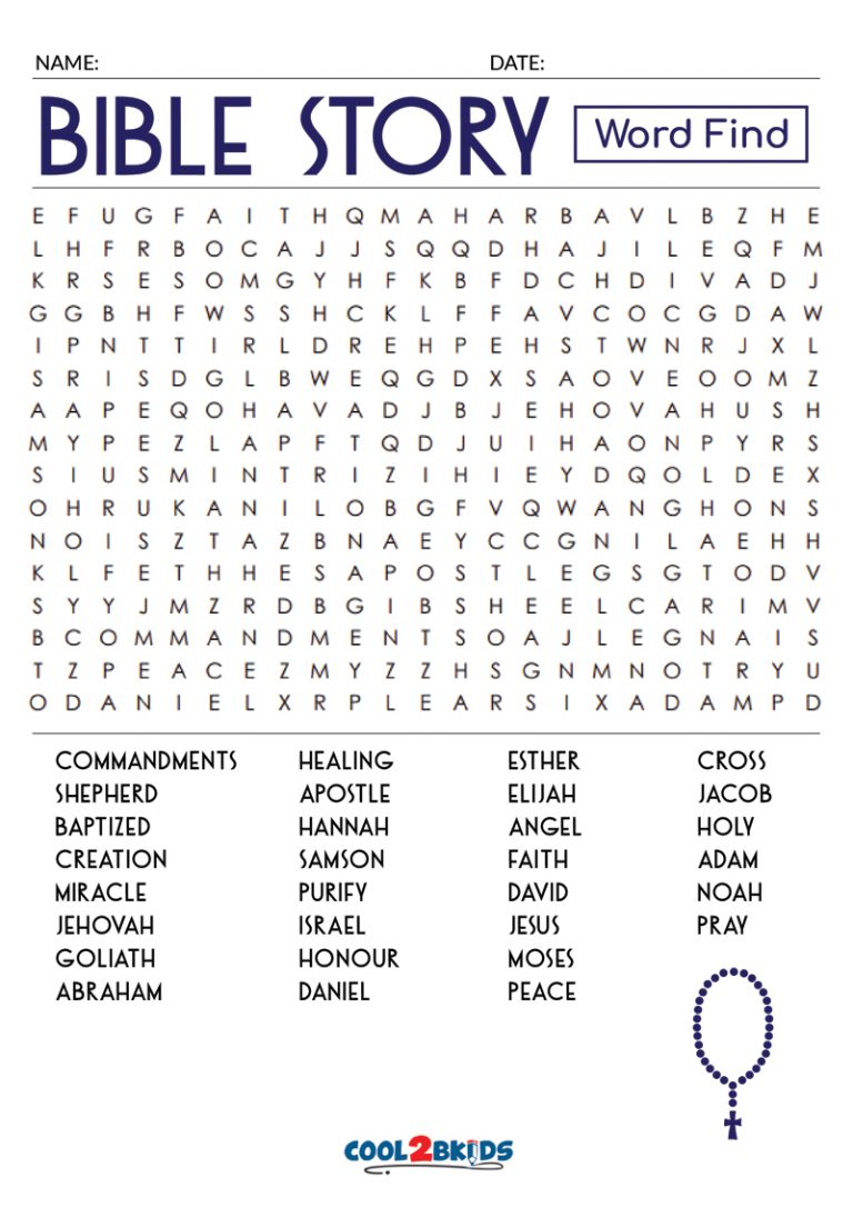 Free Printable Large Print Bible Word Search Puzzles