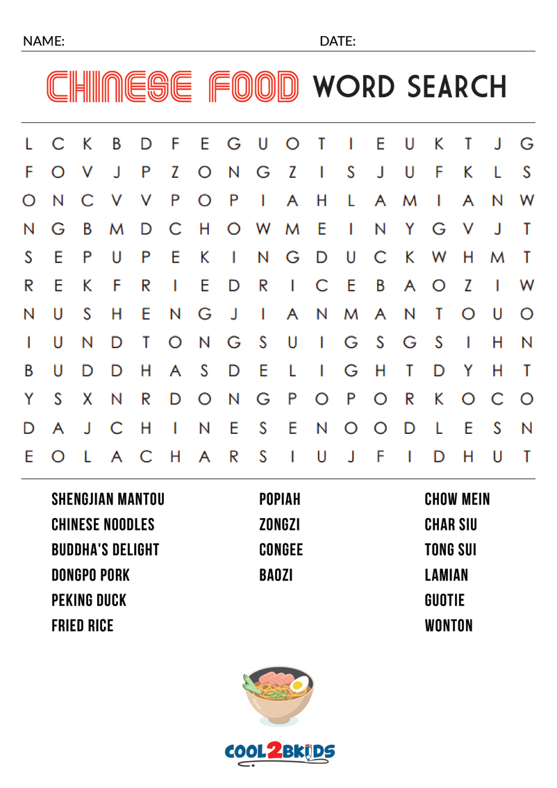 Printable Food Word Search Cool2bKids