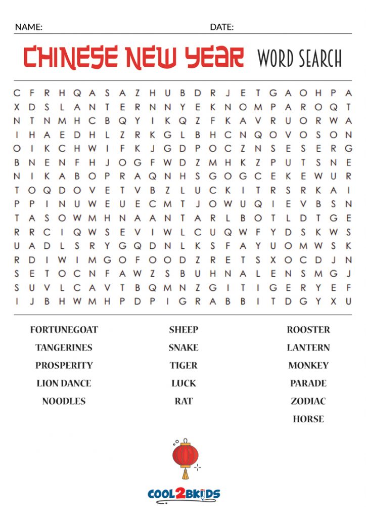 Printable New Years Word Search - Cool2bKids