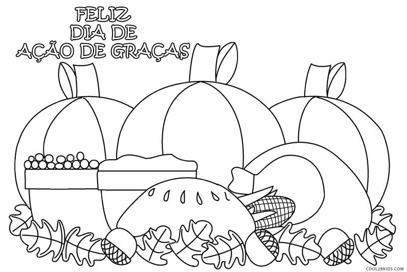 Página para colorir de desenho animado grátis para o Dia de Ação de Graças  - Páginas para colorir para impressão grátis