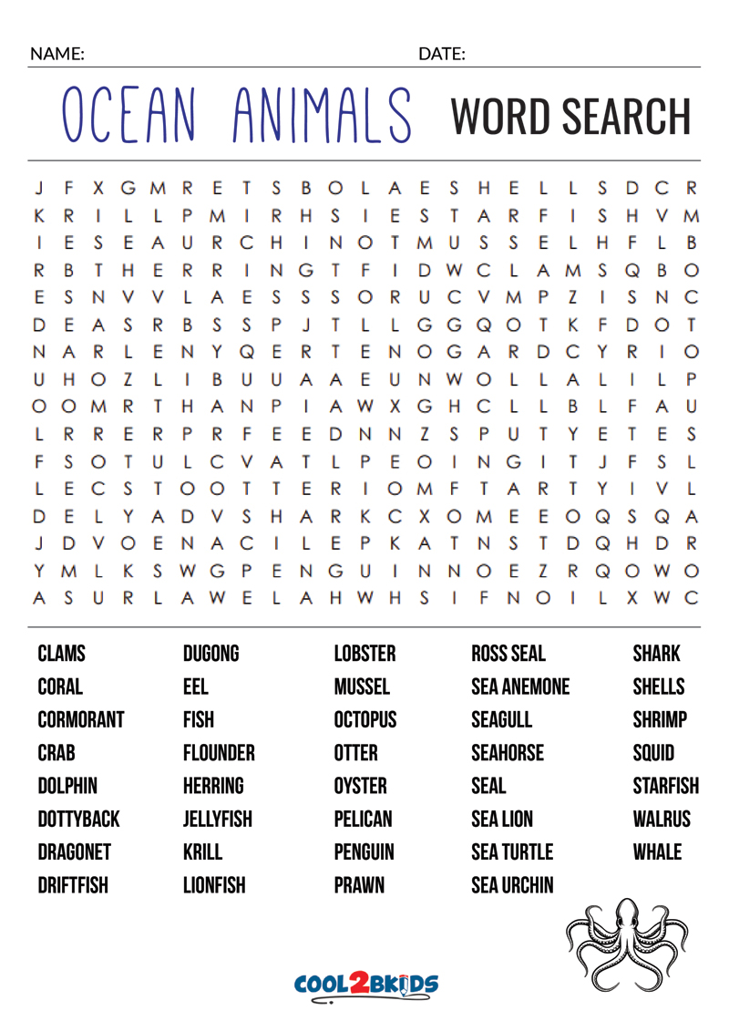 Printable Animal Word Search - Cool2bKids