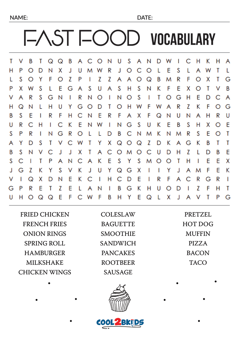 Food Word Search Printable - FREE - Growing Play