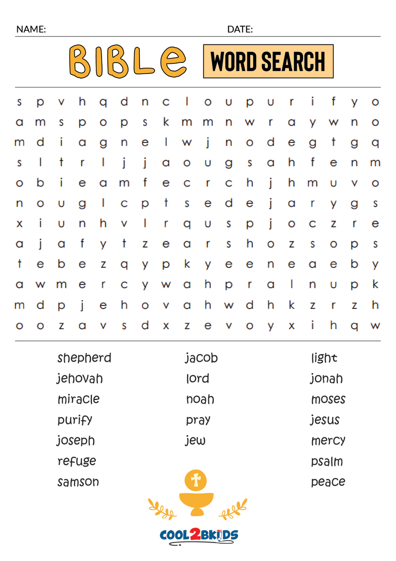 Books Of The Bible Word Search Printable
