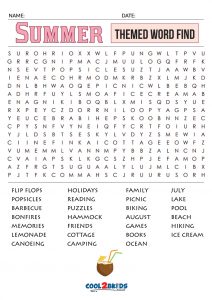 printable summer word search cool2bkids