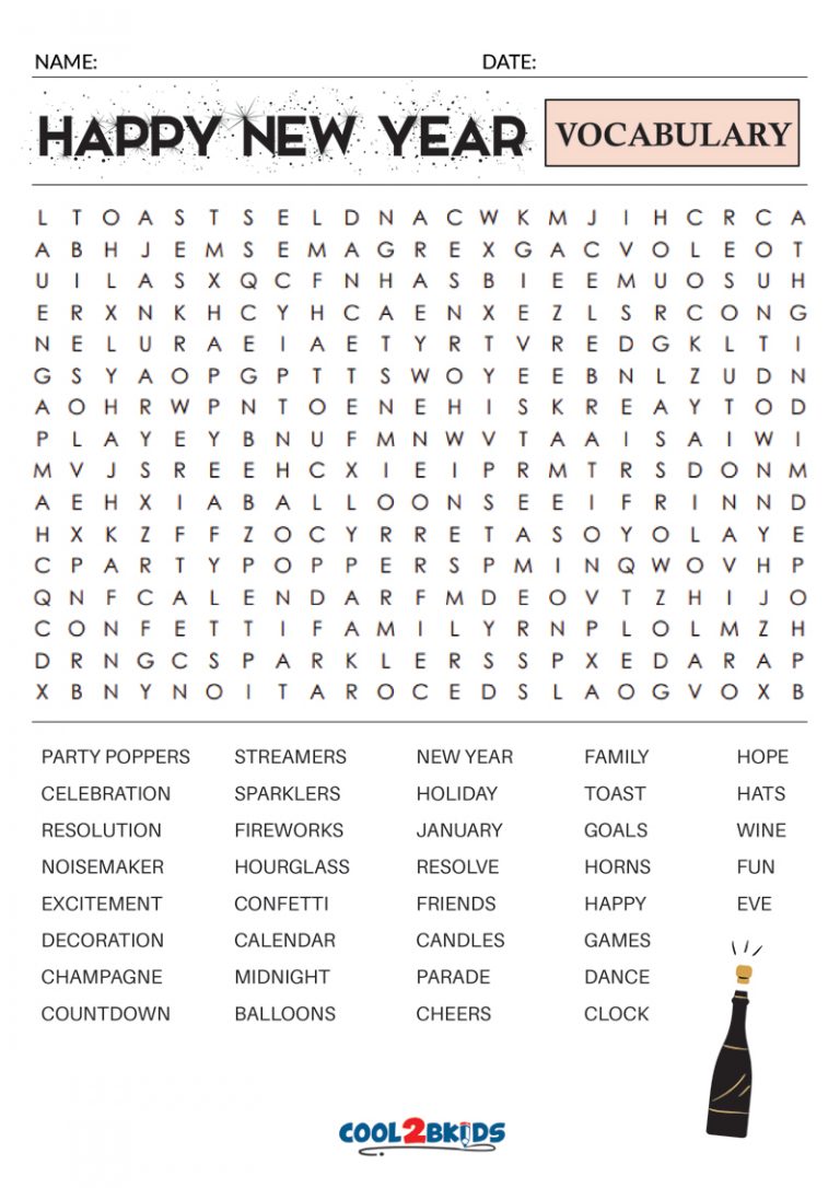 Printable New Years Word Search Cool2bKids
