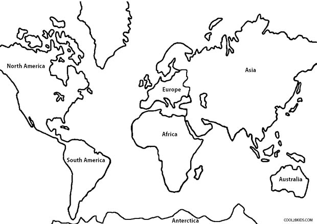 Ausmalbilder Weltkarte - Malvorlagen kostenlos zum ausdrucken
