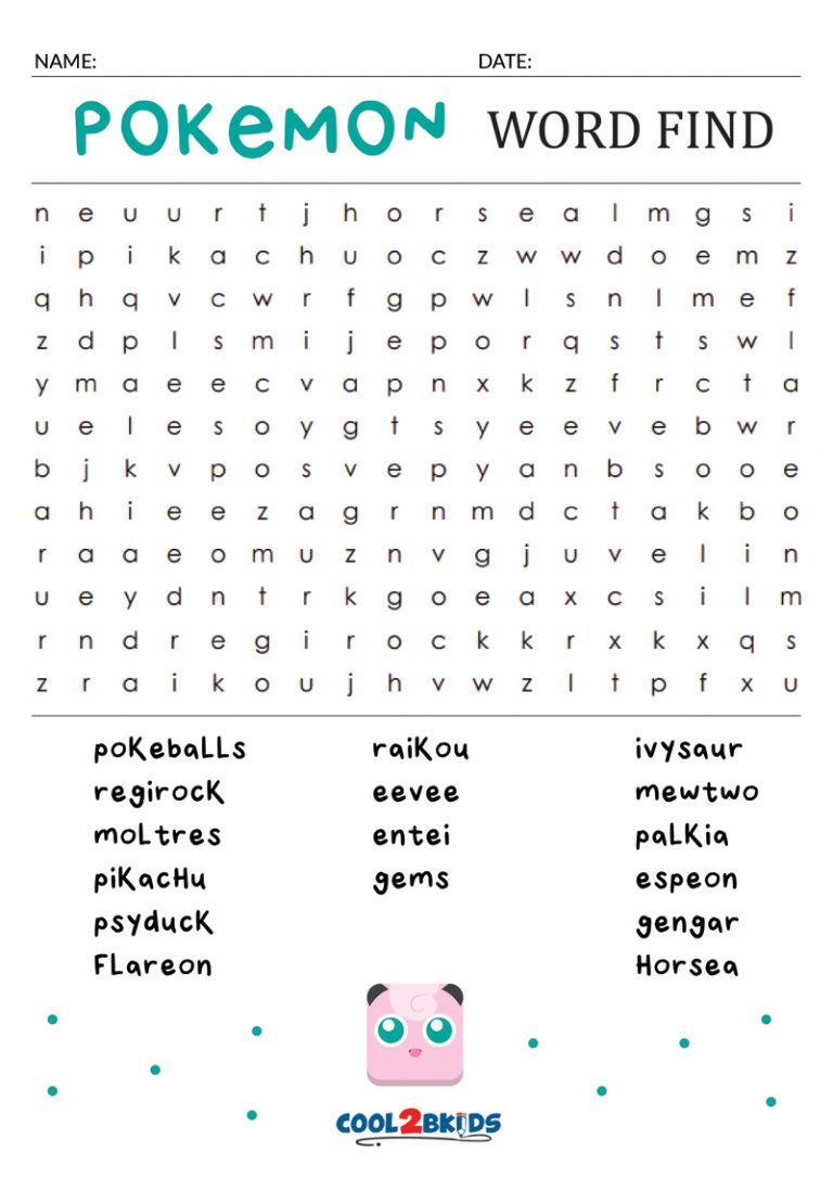 word search pokemon