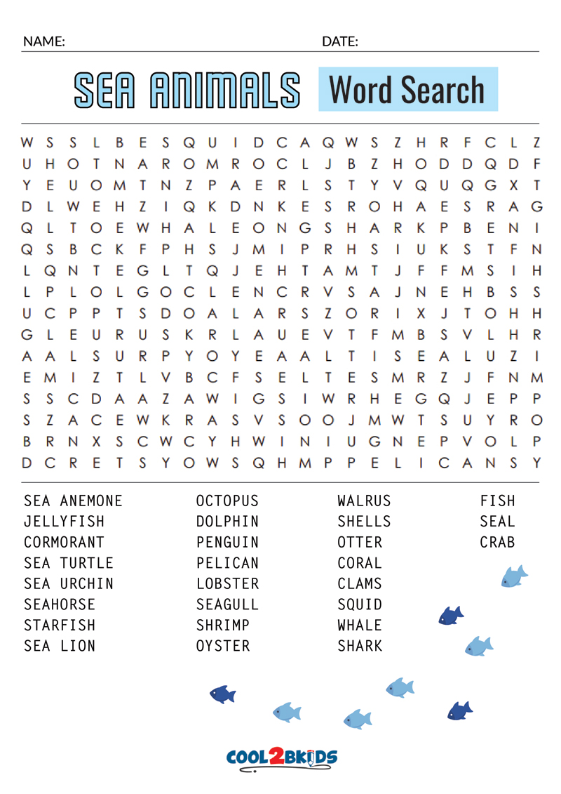 Free Printable Word Search Puzzles for Kids - Cool2bKids