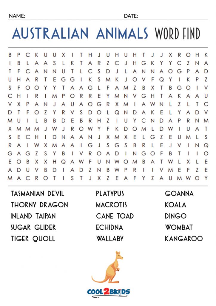 printable animal word search cool2bkids