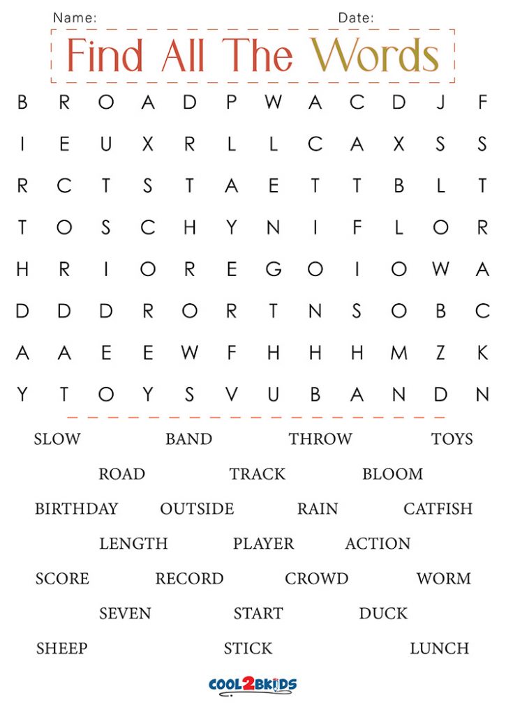 Printable 3rd Grade Word Search - Cool2bKids