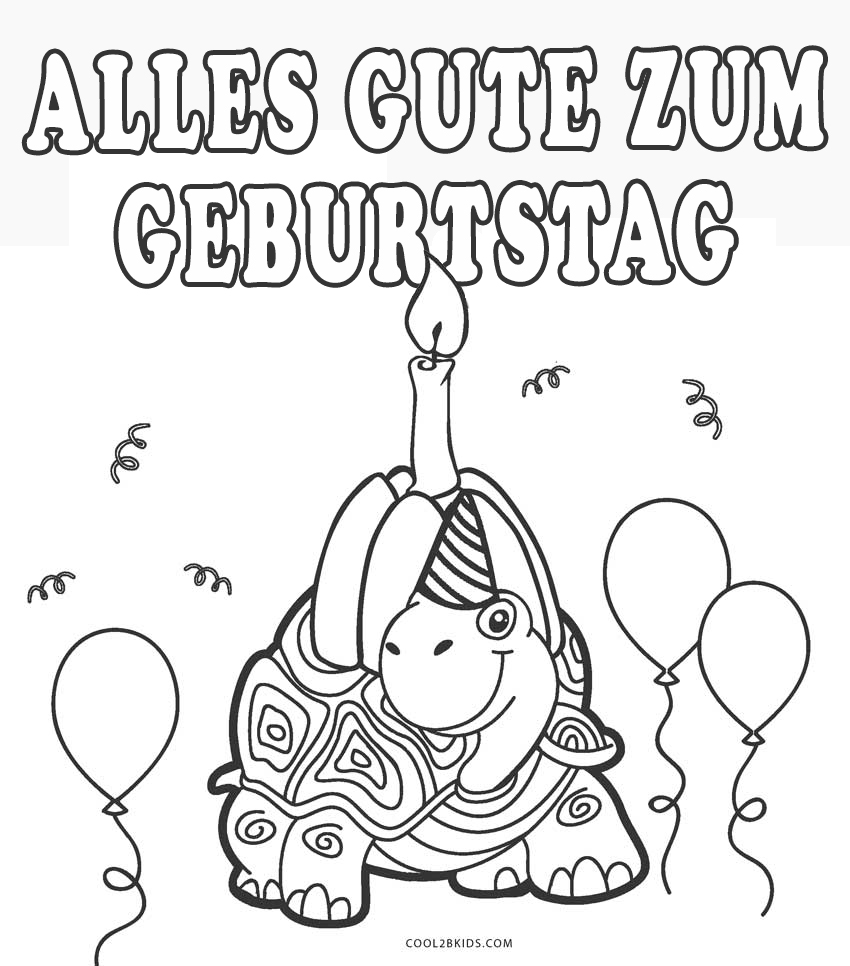 Ausmalbilder Alles Gute zum Geburtstag - Malvorlagen kostenlos zum