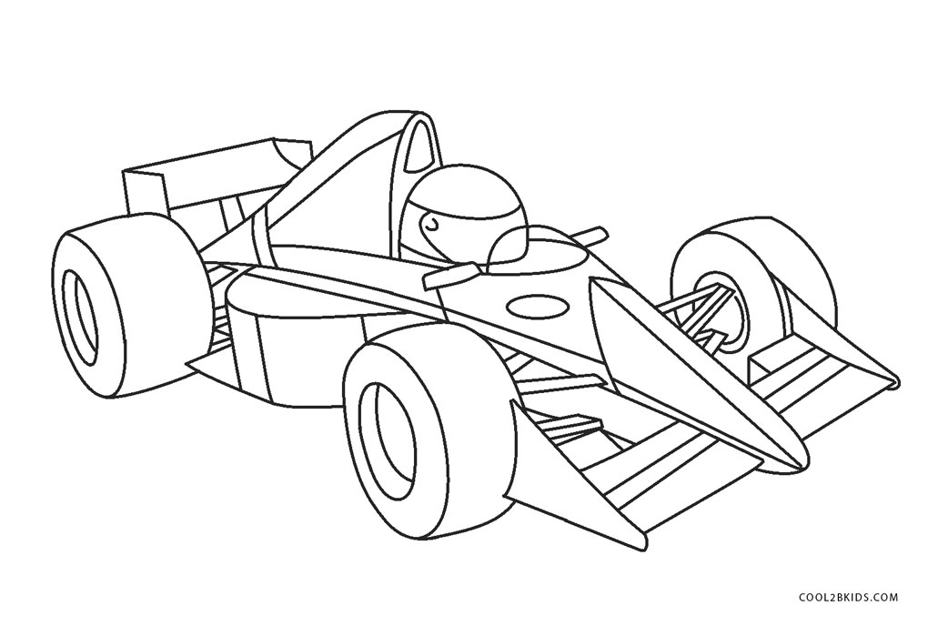 página para colorir de carro de corrida isolada para crianças