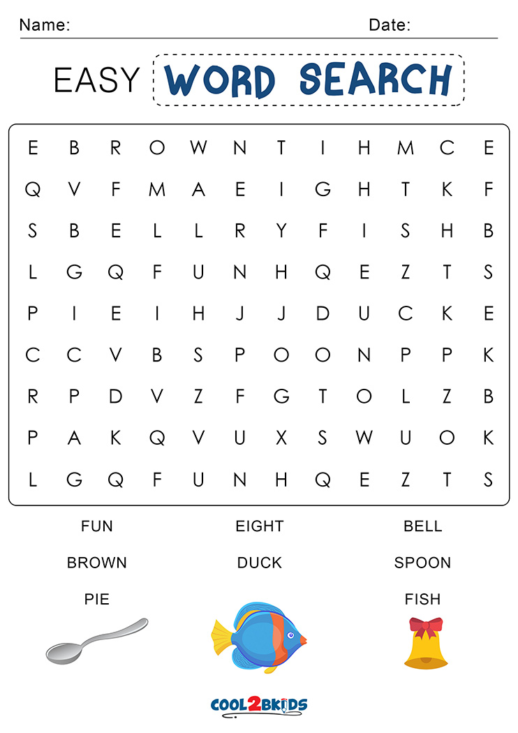 Printable Kindergarten Word Search Cool2bKids