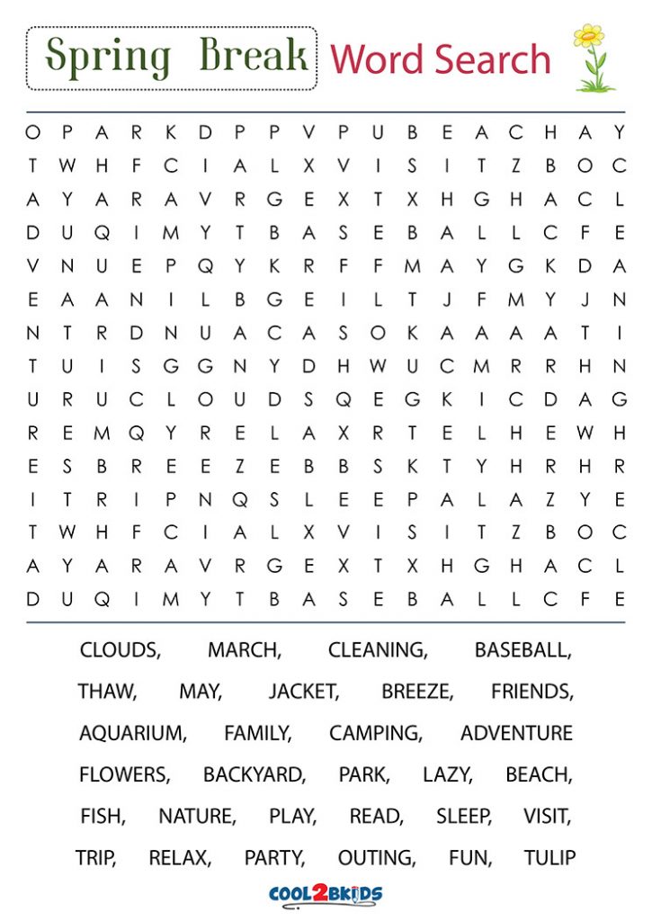 Spring Word Search | Cool2bKids