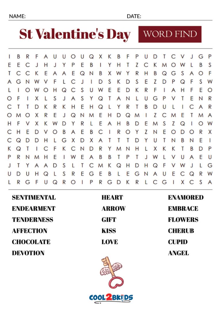 Printable Valentine s Day Word Search Cool2bKids