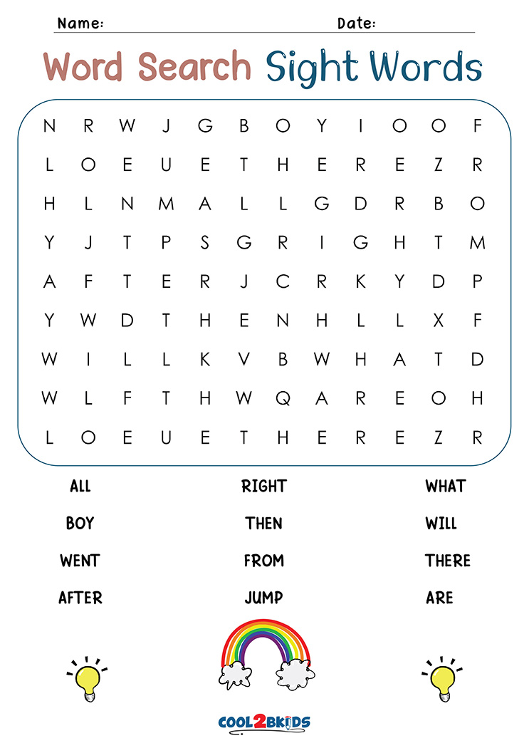 Printable 1st Grade Word Search Cool2bKids