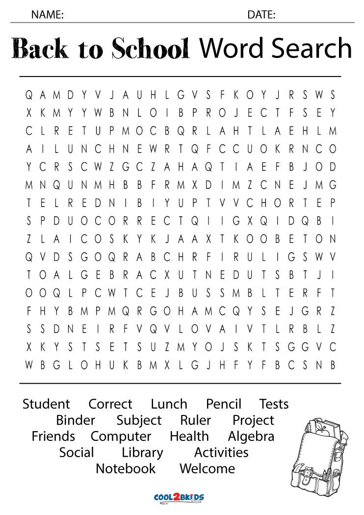 First Grade 5 Word Search Big Printable Sheets