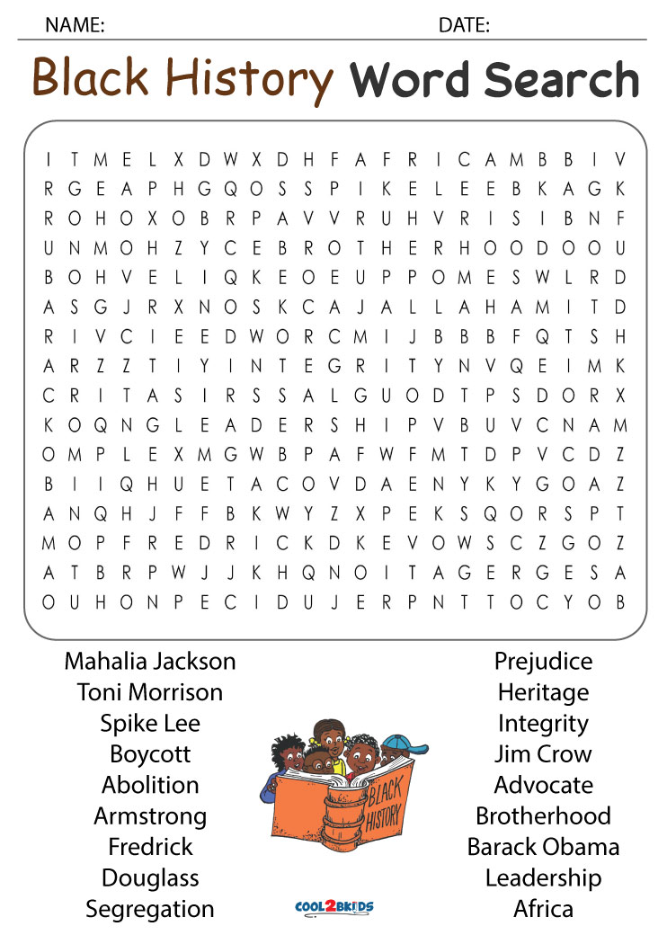 Printable Black History Month Word Search Cool2bKids