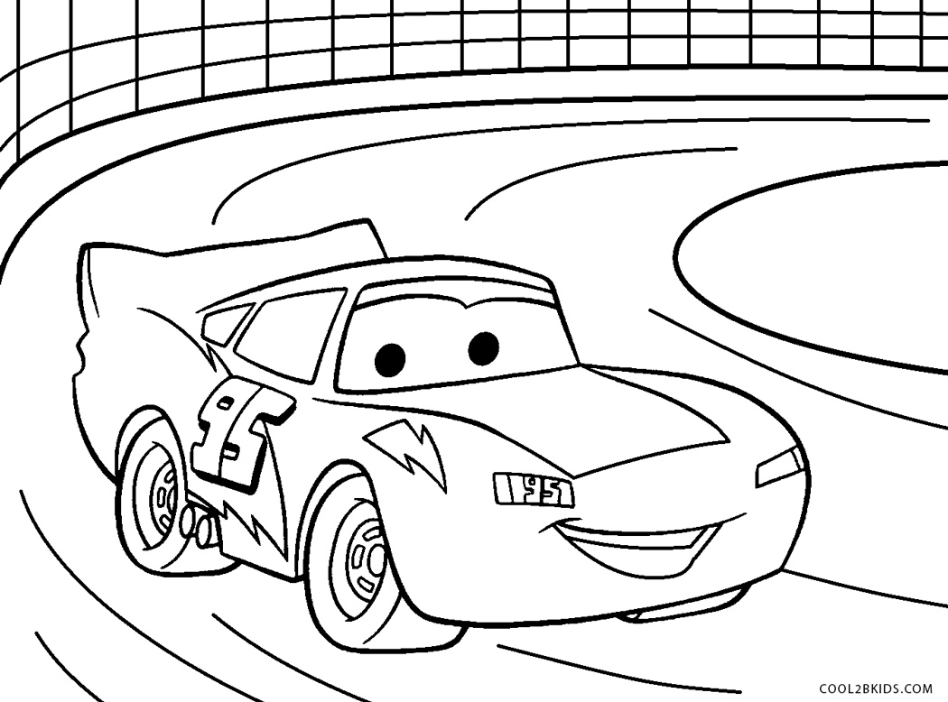 Desenhos para colorir de carros: relâmpago mcqueen na corrida  