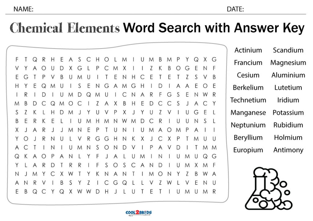 Printable Element Word Search - Cool2bKids