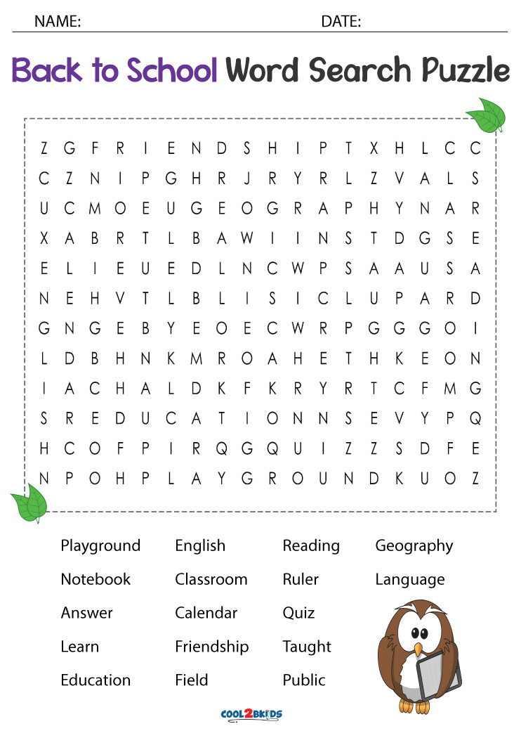 Printable Back To School Word Search Cool2bKids