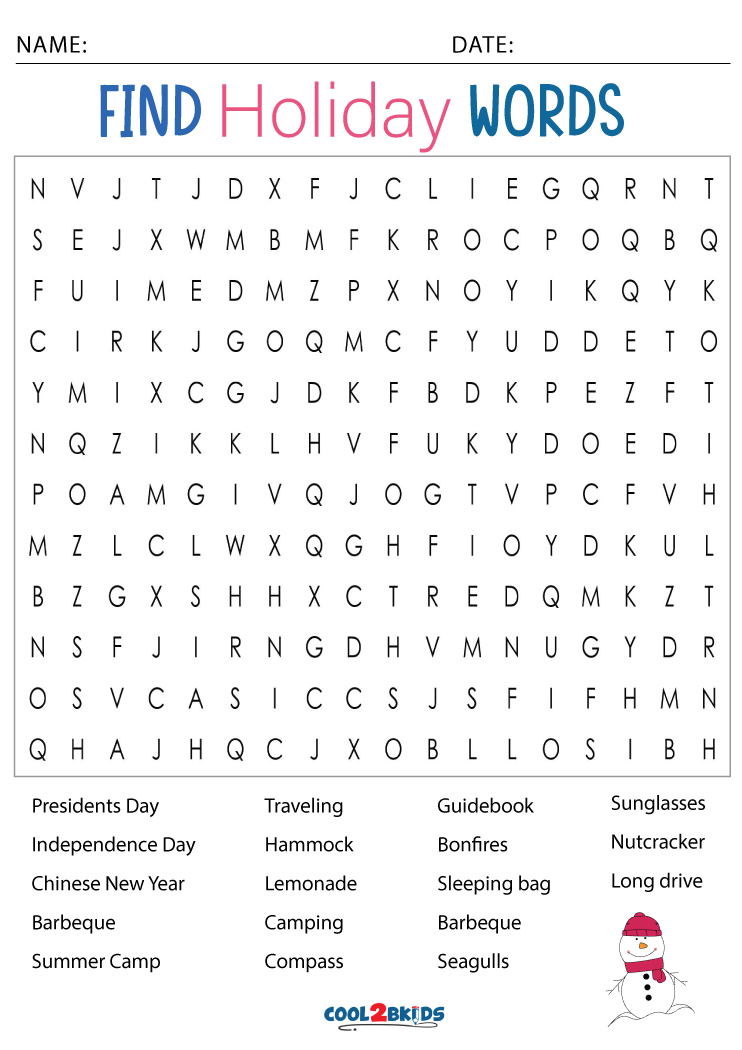 Printable Holiday Word Search Cool2bKids Printable Holiday Word Search Cool2bKids
