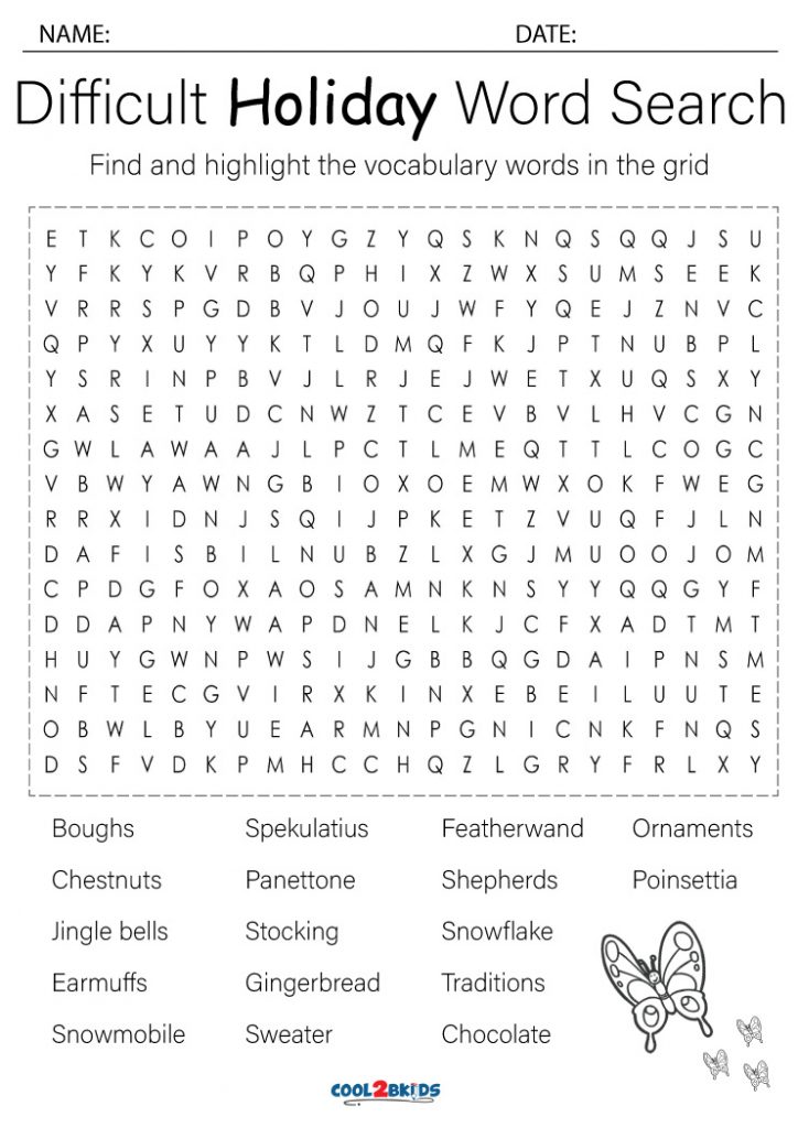 Printable Holiday Word Search - Cool2bKids