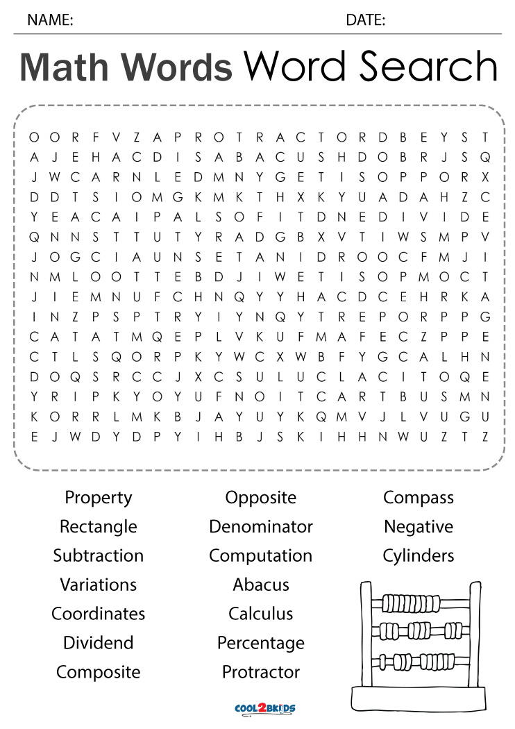 math-word-search-printable