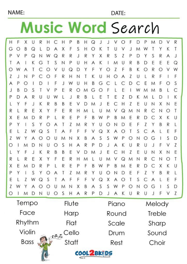 Printable Music Word Search Cool2bKids