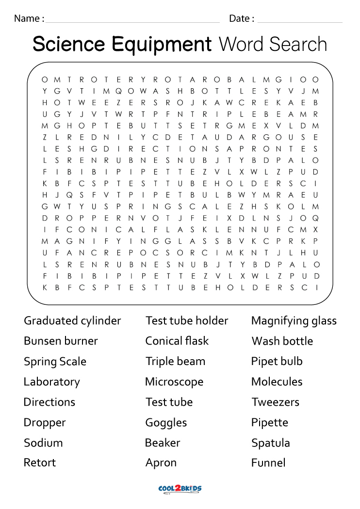Printable Science Word Search Cool2bKids