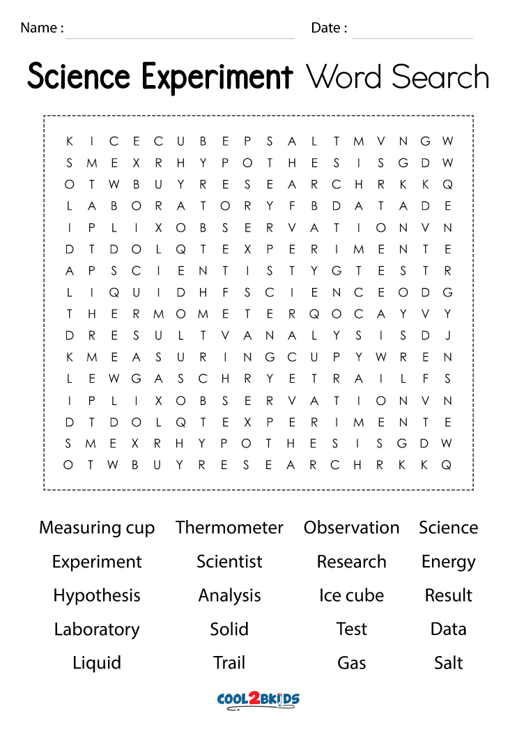 science experiment word search