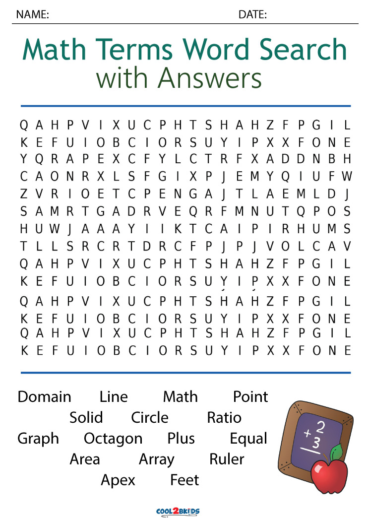 Math Word Search Cool2bKids