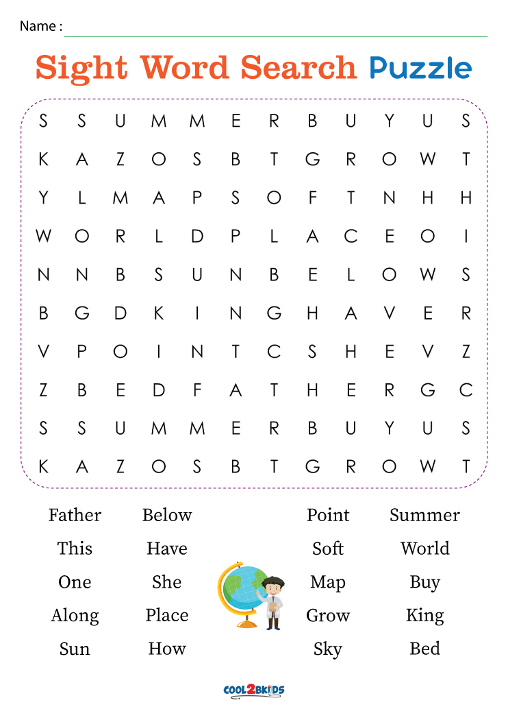 Printable Sight Word Word Search Cool2bKids