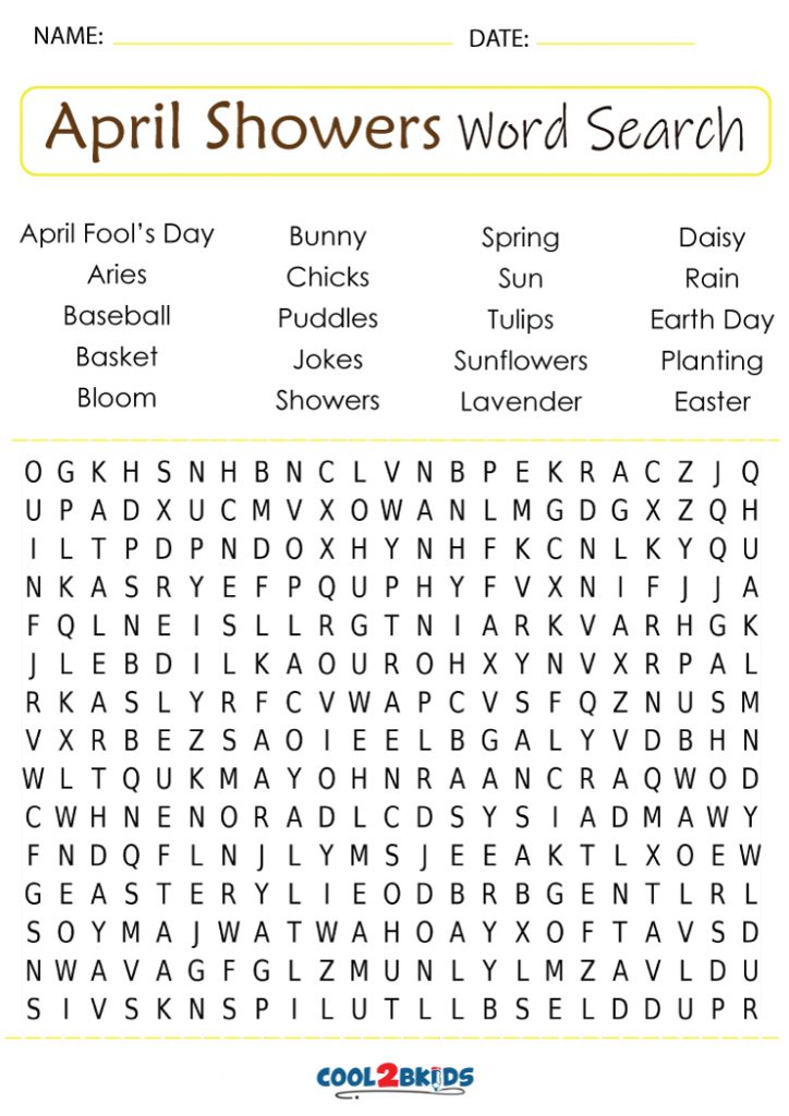 Printable April Word Search Cool2bKids Printable April Word Search Cool2bKids