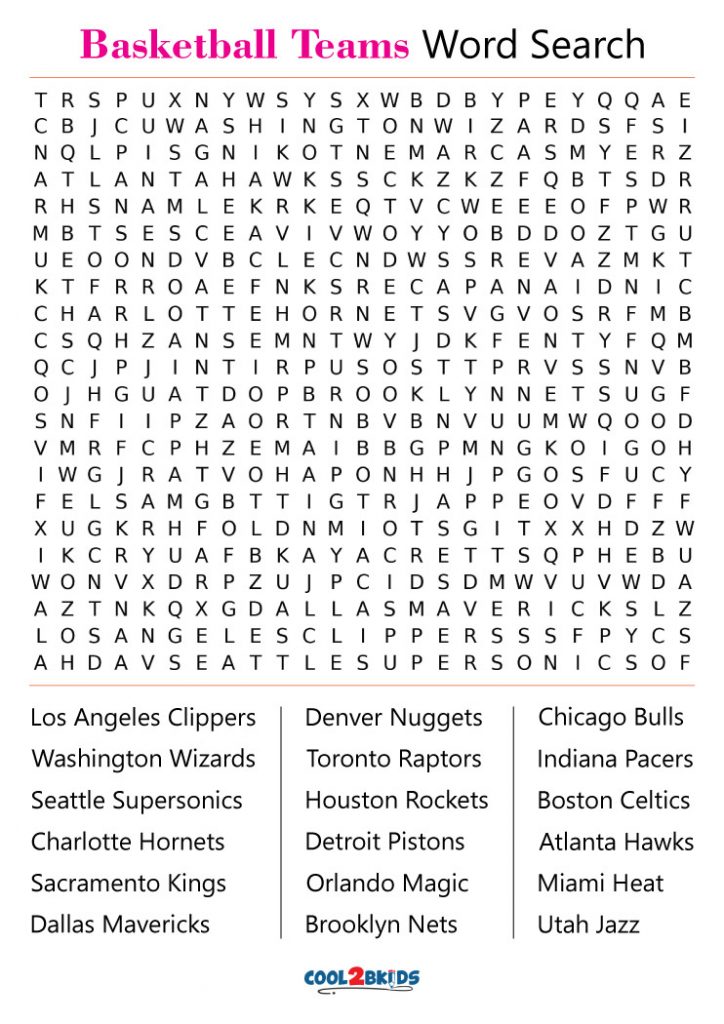 Free Printable Basketball Word Search Puzzle