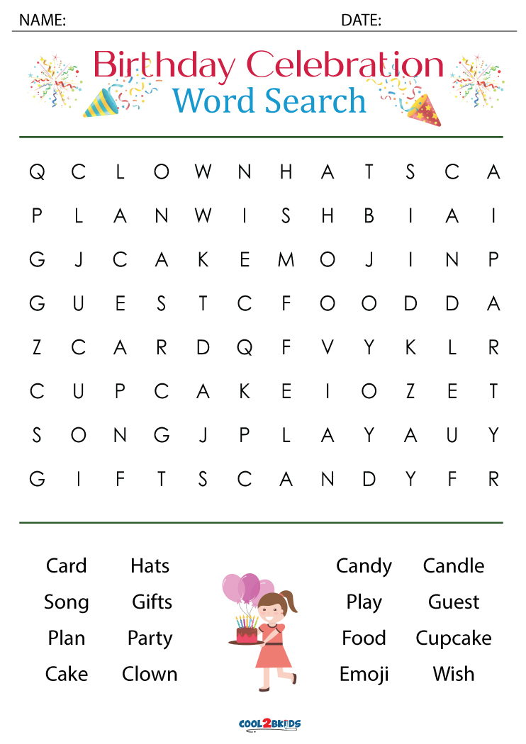 Printable Birthday Word Search - Cool2bKids