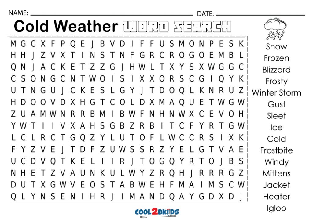 Printable Weather Word Search - Cool2bKids