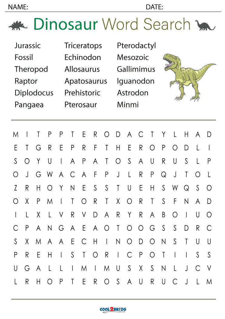 printable dinosaur word search cool2bkids