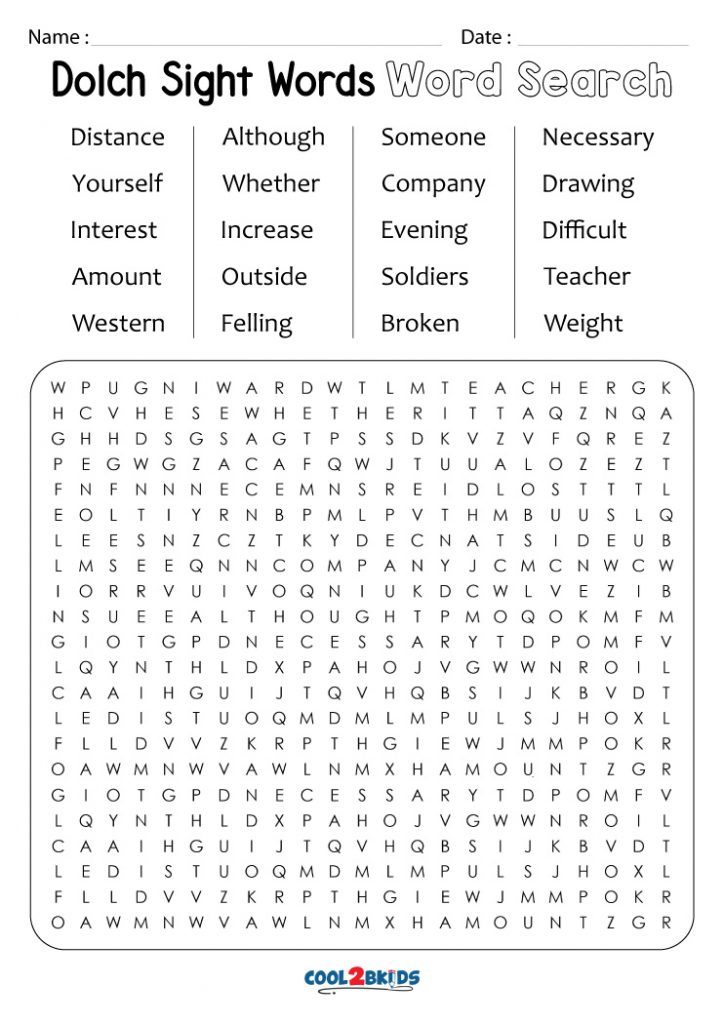 Printable Sight Word Word Search Cool2bKids