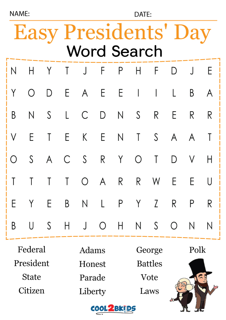 Printable Presidents' Day Word Search