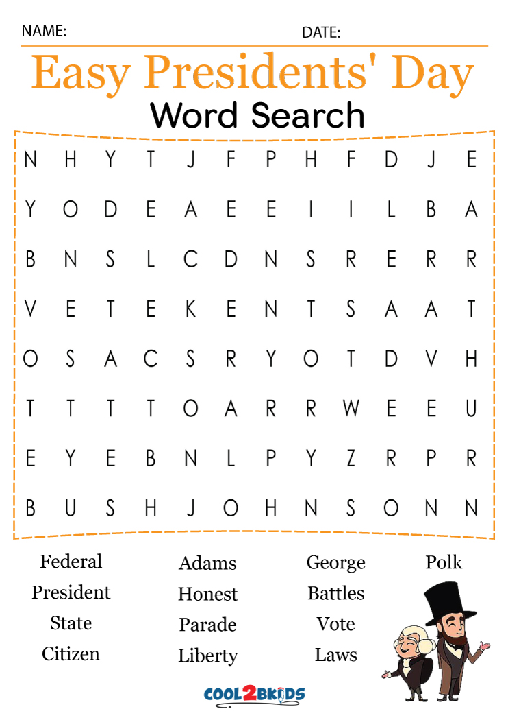 Free Printable Presidents Day Word Search