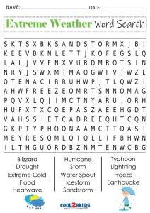 Printable Weather Word Search - Cool2bKids
