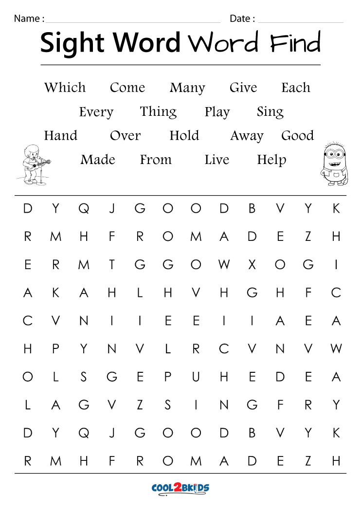 Sight Word Find A Word
