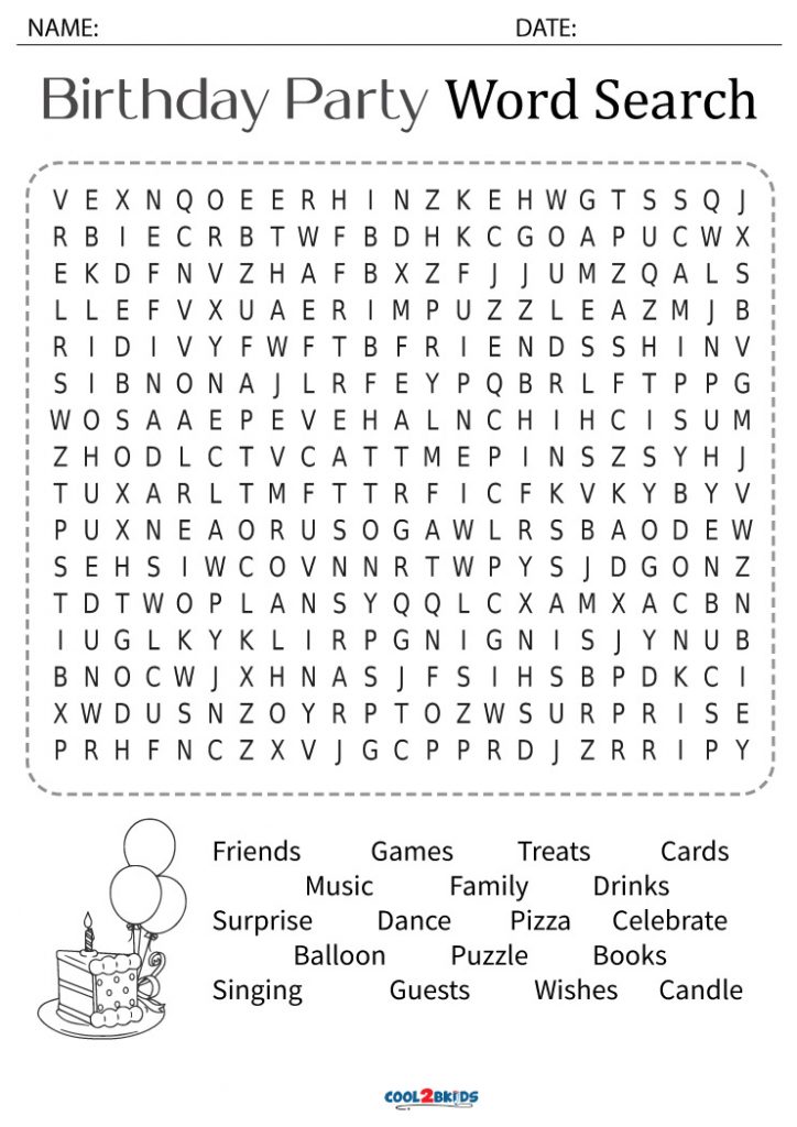 Printable Birthday Word Search - Cool2bKids