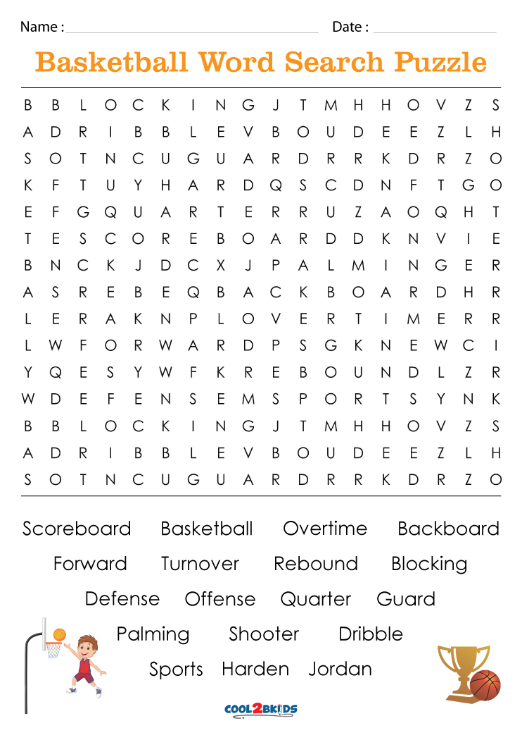 Basketball Word Search Free Printable