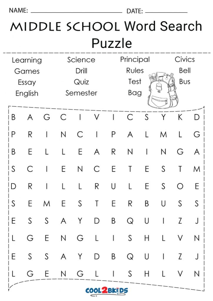 Free Word Search Printable Middle School